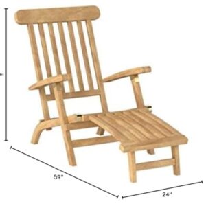 D-Art Collection Outdoor Steamer Deck Chair - in Teak Wood