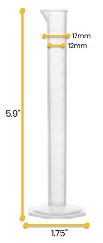 EISCO Graduated Cylinder, 10mL - Class B Tolerance - Octagonal Base - Polypropylene Plastic - Industrial Quality, Autoclavable