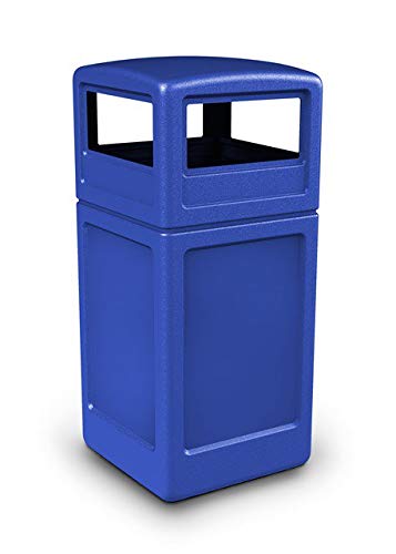 DCI Marketing Commercial Zone Products 73290499 42-Gallon Square Waste Container with Dome Lid Blue