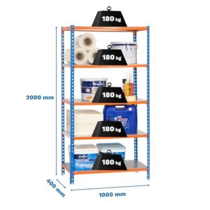 Simonrack 5/400 Simonclick Kit Plus Shelf, Blue/Orange/Galvanized