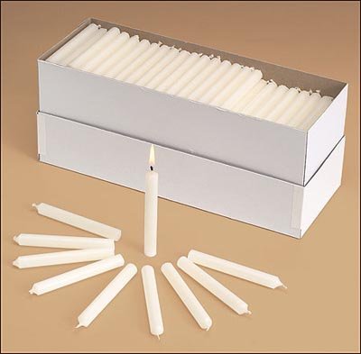 Will & Baumer Church Service Memorial Vigil Ceremony Unscented White 1/2 x 5 3/4 Inch Candles - 100 Per Box