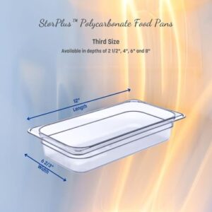 Carlisle FoodService Products Storplus Food Storage Container Food Pan, Chafing Pan for Catering, Buffets, Restaurants, Polycarbonate (Pc), 1/3 Size 6 Inches Deep, Black, (Pack of 6)