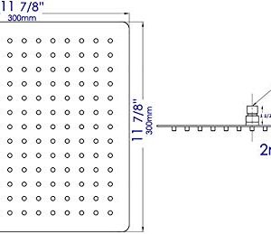 ALFI brand RAIN12S 12-Inch Solid Square Ultra Thin Rain Shower Head, Brushed Stainless Steel