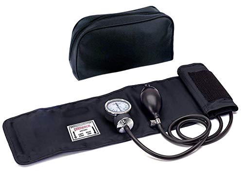 Santamedical Adult Deluxe Aneroid Sphygmomanometer - Professional Blood Pressure Monitor with Adult Black Cuff and Carrying case (Light Black)