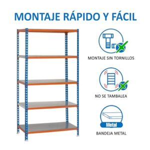 Simonrack 5/400 Simonclick Kit Plus Shelf, Blue/Orange/Galvanized