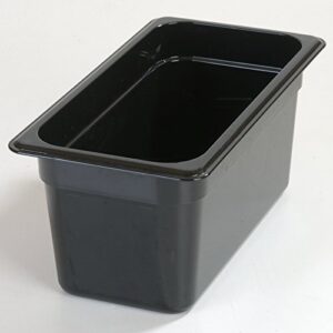 Carlisle FoodService Products Storplus Food Storage Container Food Pan, Chafing Pan for Catering, Buffets, Restaurants, Polycarbonate (Pc), 1/3 Size 6 Inches Deep, Black, (Pack of 6)