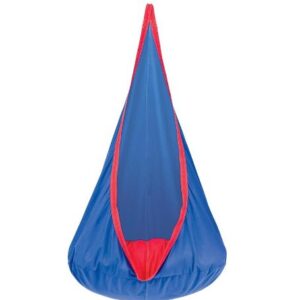 HearthSong Cocoon Hanging hammock chair, 66" H, Royal Blue with Cardinal Red Trim