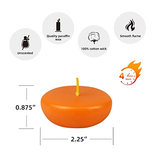 Zest Candle 24-Piece Floating Candles, 2.25-Inch, Orange