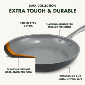 GreenPan Lima Hard Anodized Healthy Ceramic Nonstick 12.5" Wok pan with Helper Handle, PFAS-Free, Oven Safe, Gray