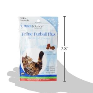 VetriScience Feline Furball Pro - Skin Supplement for Cats Aids Against Hairballs - Digestive Health & Comfort Support for Cats - Feline Skin & Coat Health Formula - 60 Chews