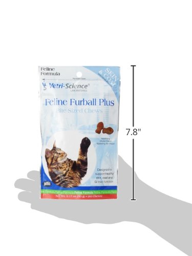 VetriScience Feline Furball Pro - Skin Supplement for Cats Aids Against Hairballs - Digestive Health & Comfort Support for Cats - Feline Skin & Coat Health Formula - 60 Chews