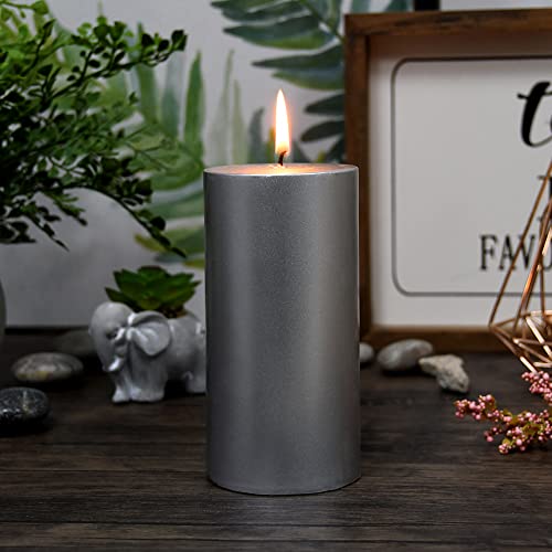 Zest Candle Pillar Candle, 3 by 6-Inch, Metallic Silver