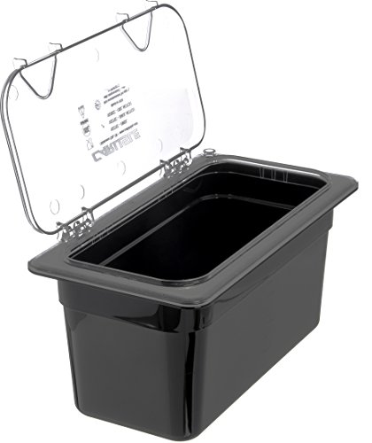 Carlisle FoodService Products Storplus Food Storage Container Food Pan, Chafing Pan for Catering, Buffets, Restaurants, Polycarbonate (Pc), 1/3 Size 6 Inches Deep, Black, (Pack of 6)