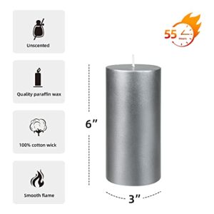 Zest Candle Pillar Candle, 3 by 6-Inch, Metallic Silver