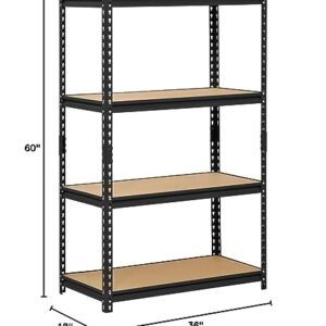 Edsal UR-364BLK Black Steel Industrial Shelving, 4 Adjustable Shelves, 3200 lb. Capacity, 60" Height x 36" Width x 18" Depth