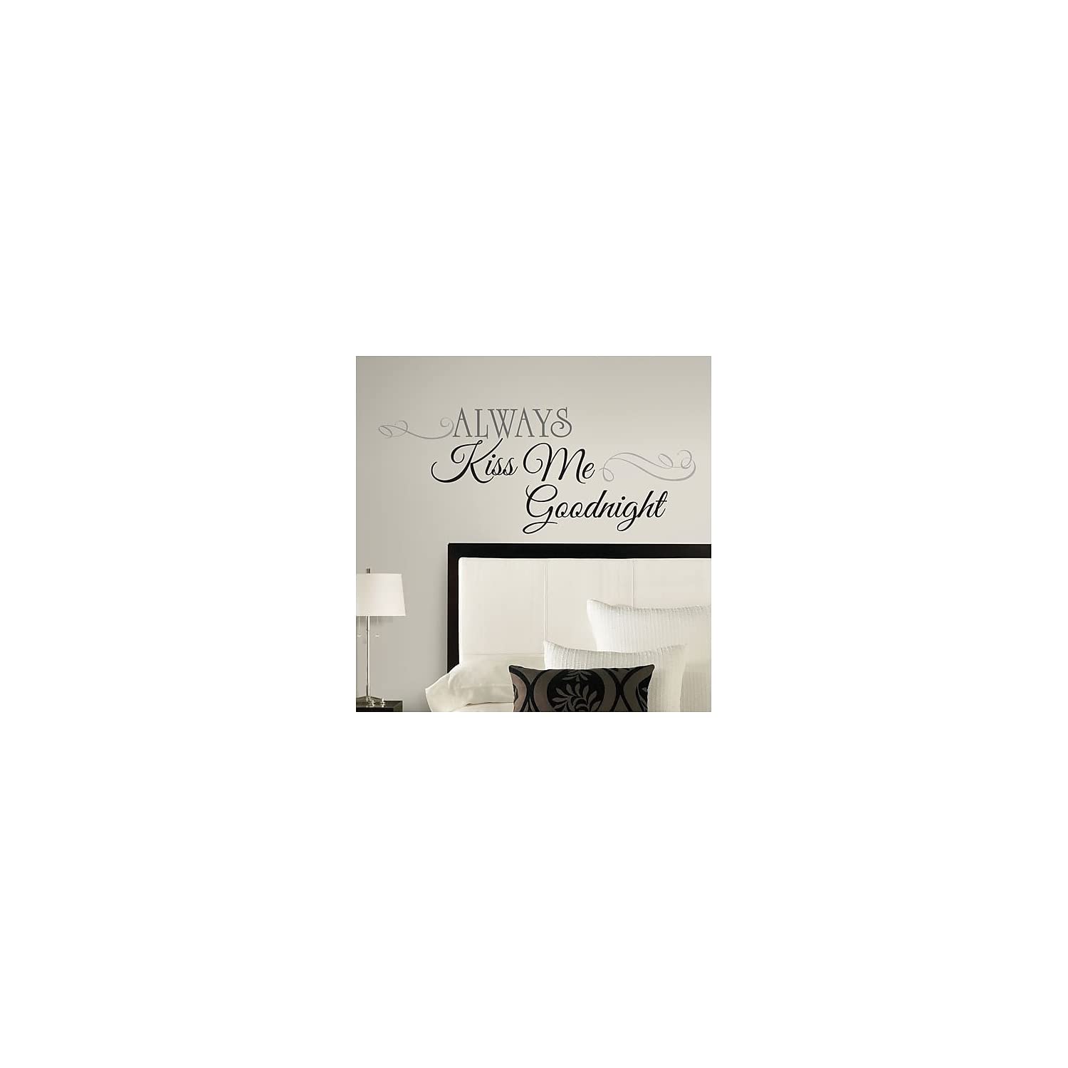 RoomMates RMK2084SCS Always Kiss Me Goodnight Black Quote Peel and Stick Wall Decals 10 inch x 18 inch