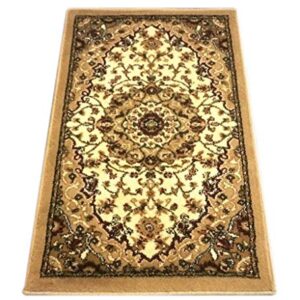 Bellagio Traditional Oriental Door Mat Design 401 Ivory (24 Inch X 40 Inch)