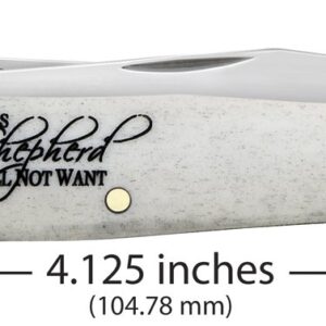 Case WR XX Pocket Knife Natural Smooth Bone Trapper W/Psalm 23 and Artwork Item #8795 - (6254 SS) - Length Closed: 4 1/8 Inches