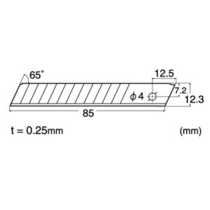 NT Cutter Replacement Blade for H-Shape, 50 Pieces, Thin Blade, Blade Thickness 0.01 inch (0.25 mm), BH-12, Silver