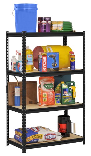 Edsal UR-364BLK Black Steel Industrial Shelving, 4 Adjustable Shelves, 3200 lb. Capacity, 60" Height x 36" Width x 18" Depth