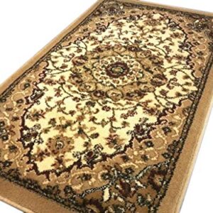 Bellagio Traditional Oriental Door Mat Design 401 Ivory (24 Inch X 40 Inch)