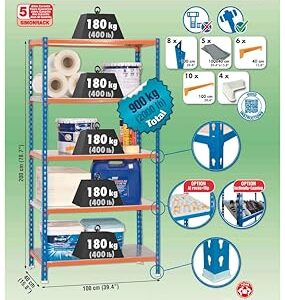 Simonrack 5/400 Simonclick Kit Plus Shelf, Blue/Orange/Galvanized