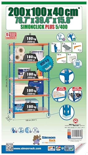 Simonrack 5/400 Simonclick Kit Plus Shelf, Blue/Orange/Galvanized