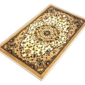 Bellagio Traditional Oriental Door Mat Design 401 Ivory (24 Inch X 40 Inch)