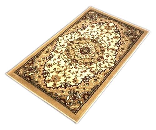 Bellagio Traditional Oriental Door Mat Design 401 Ivory (24 Inch X 40 Inch)