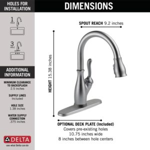 Delta Faucet Leland Brushed Nickel Kitchen Faucet, Kitchen Faucets with Pull Down Sprayer, Kitchen Sink Faucet, Faucet for Kitchen Sink with Magnetic Docking Spray Head, Arctic Stainless 9178-AR-DST