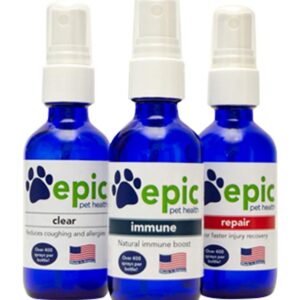 Epic Pet Health Clear - Reduces Allergies and Coughing Natural Electrolytes for a Healthy Immune System for All Animals Easy to Use Flavorless (2 oz Spray)