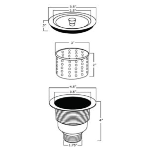 Ruvati RVA1025 Kitchen Sink Basket Strainer, Stainless Steel