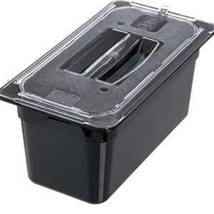 Carlisle FoodService Products Storplus Food Storage Container Food Pan, Chafing Pan for Catering, Buffets, Restaurants, Polycarbonate (Pc), 1/3 Size 6 Inches Deep, Black, (Pack of 6)