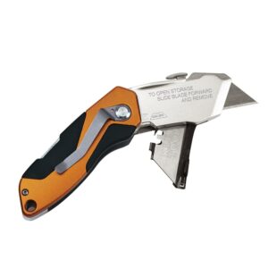 Klein Tools 44130 Utility Knife, Auto-Loading Folding Heavy Duty Retractable Box Cutter, Blade Storage, 3 Blades and Pocket Clip Included