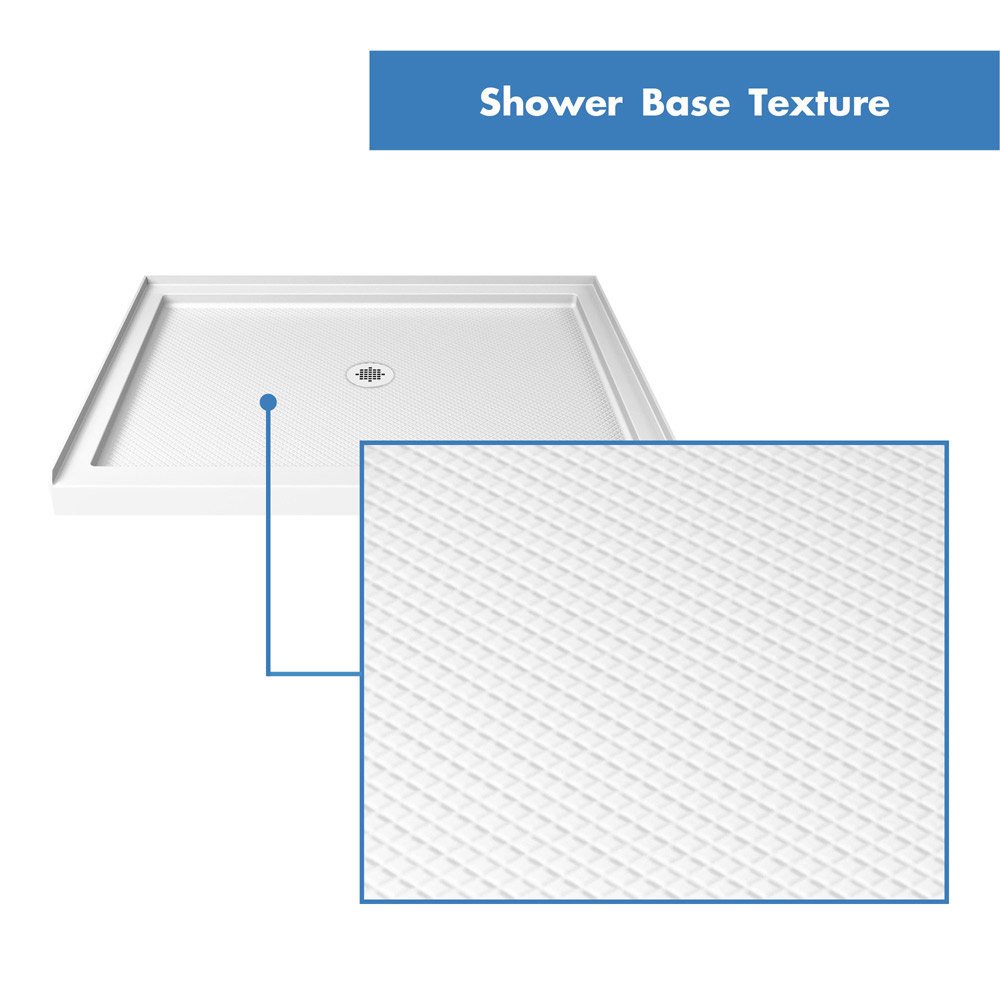 DreamLine SlimLine 36 in. D x 36 in. W x 2 3/4 in. H Center Drain Single Threshold Shower Base in White, DLT-1136360