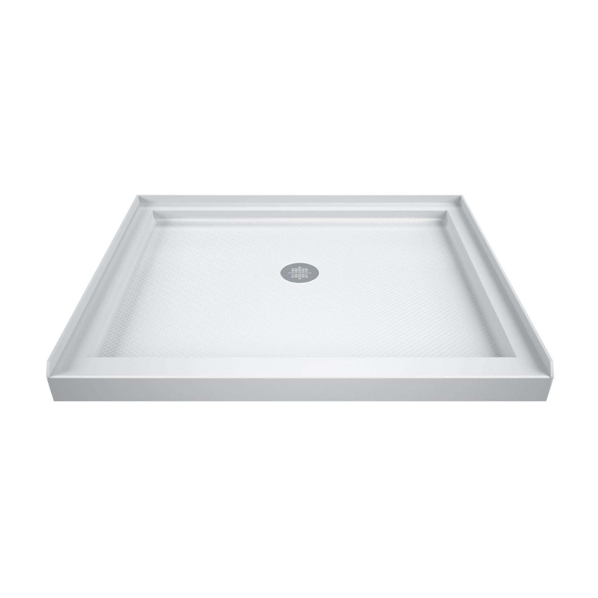 DreamLine SlimLine 36 in. D x 36 in. W x 2 3/4 in. H Center Drain Single Threshold Shower Base in White, DLT-1136360