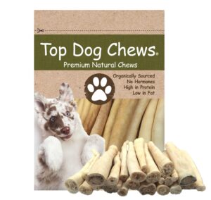 top dog chews - cow tails (25 pack), high-protein dog treats, 100% naturally sourced dog chew from free range grass-fed cattle, beef bull puppy treats