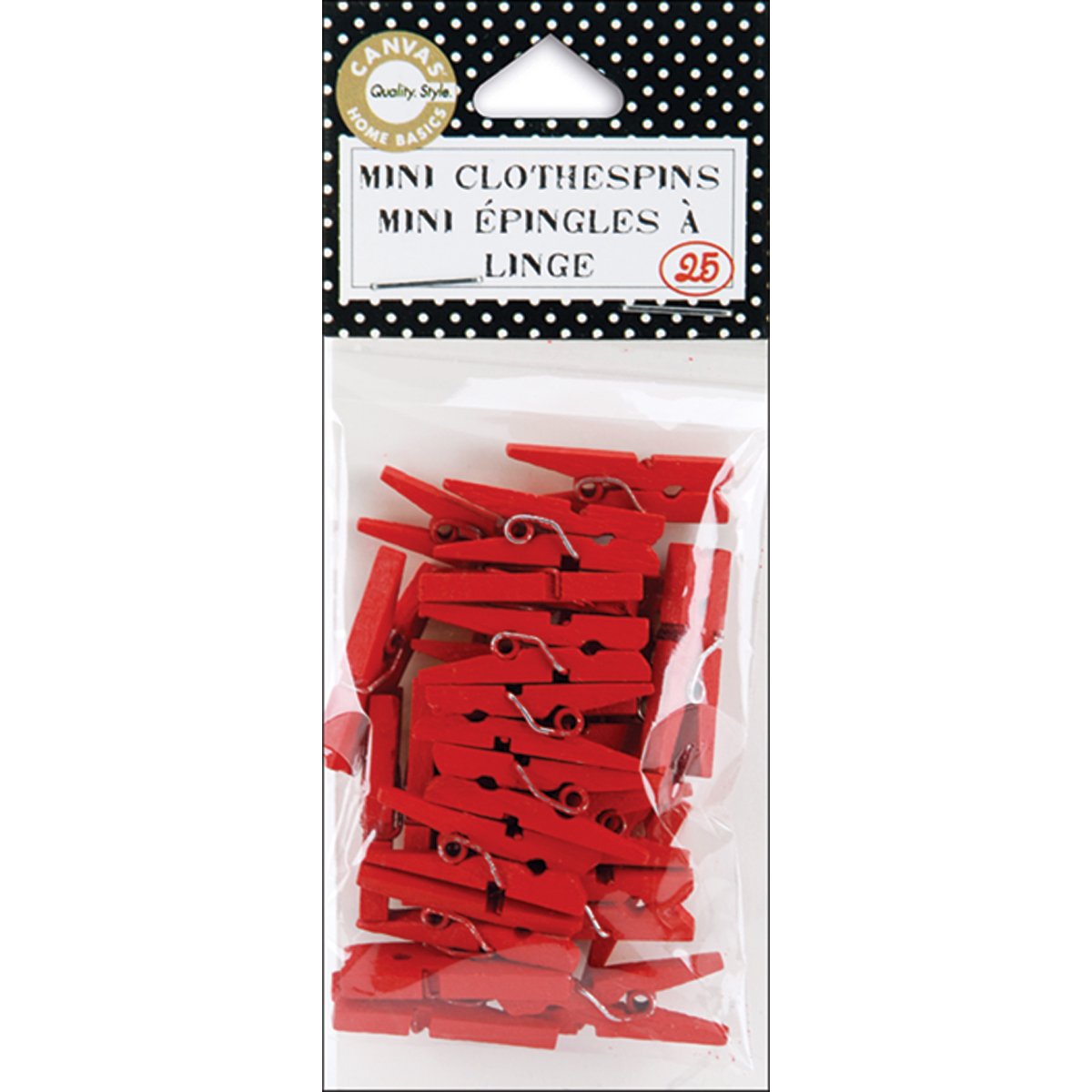 Canvas Corp CVS2137 1-Inch-by-.25-Inch Mini Red Clothespins 25 Pieces