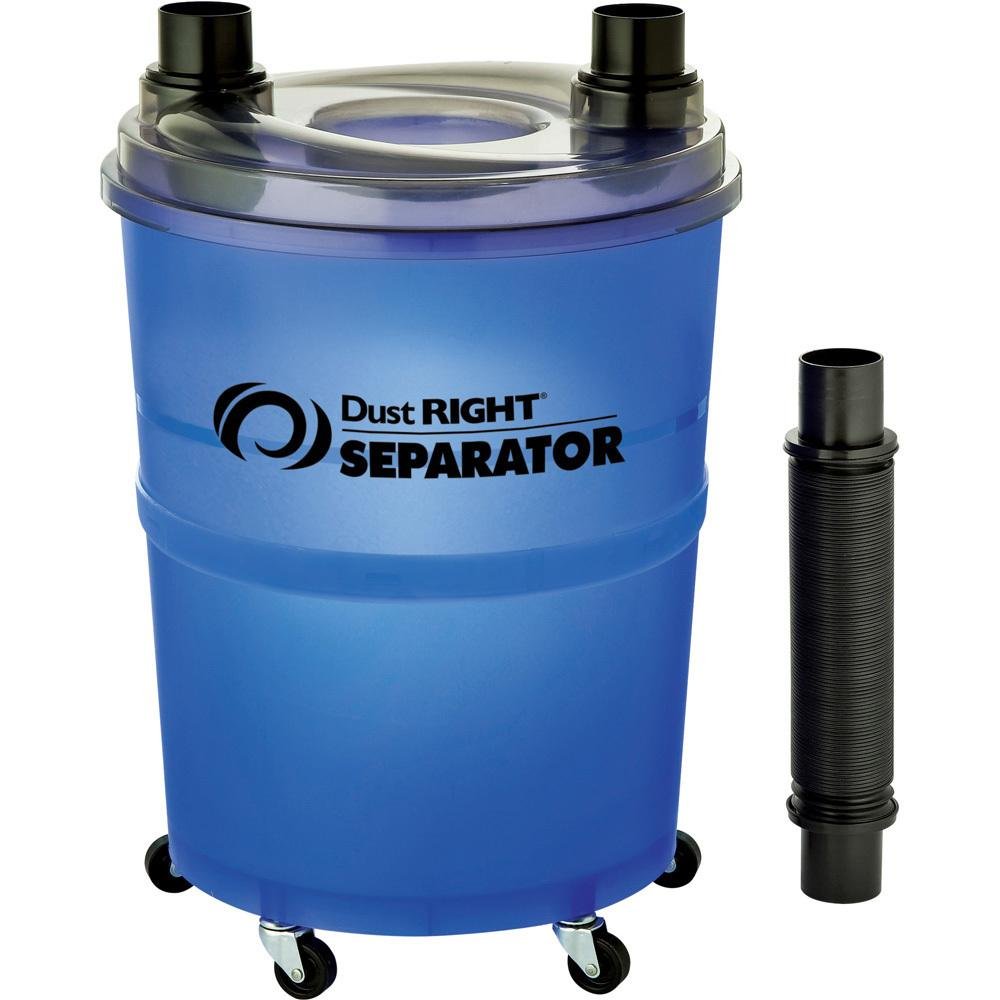 Dust Right Dust Separator + 36” Flex-Form Hose - Cyclone Dust Collector Separates Sawdust, Wood Chips, Debris, and More – 10-Gallon Translucent Bucket - Dust Collectors for Woodworking for Shop Vacs