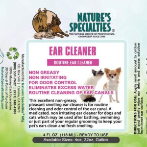 Nature's Specialties Dog Ear Cleaner Medicated Solution Non-Greasy Non-Irritation Made in USA Non-Toxic, 32 Ounces