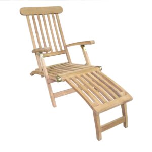 D-Art Collection Outdoor Steamer Deck Chair - in Teak Wood