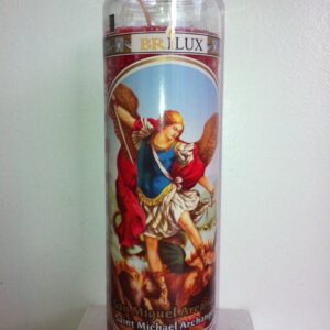 Arch Angel Saint Michael (San Miguel) 7 Day Unscented Red Candle in Glass