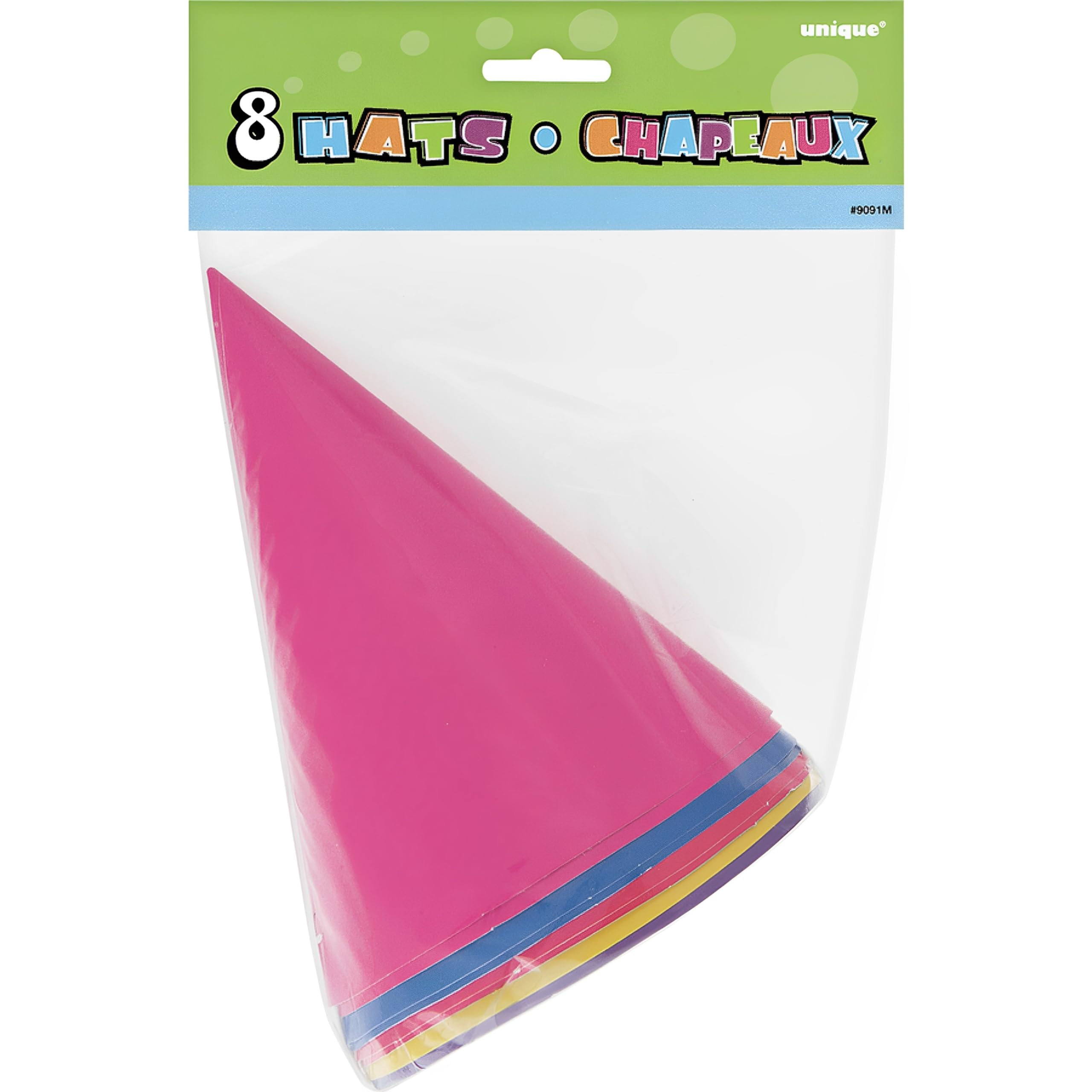 Unique Party Cone Hats, Assorted Colors