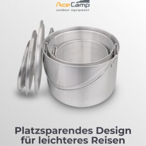 AceCamp® Camping Pot for Gas Stove Made of Aluminium with Handle and Lid [4L] - Camping Pots for Gas Cookers, Grills and Fire - Camping Pot Set Camping Pot - Camping Cooking Pot Set Camping