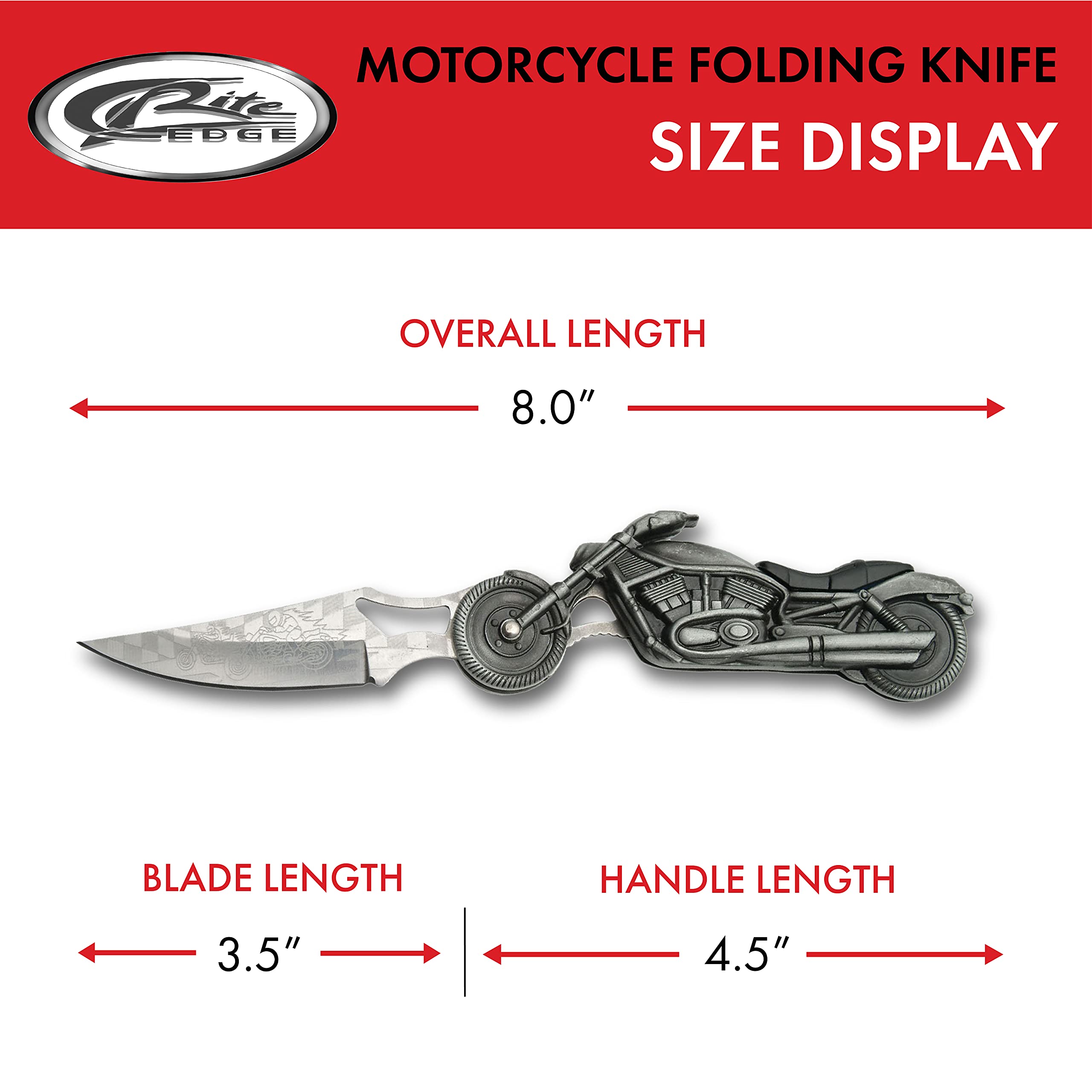 SZCO SUPPLIES 4.75” Motorcycle Handle With LED Headlight Flashlight Gift Folding Knife