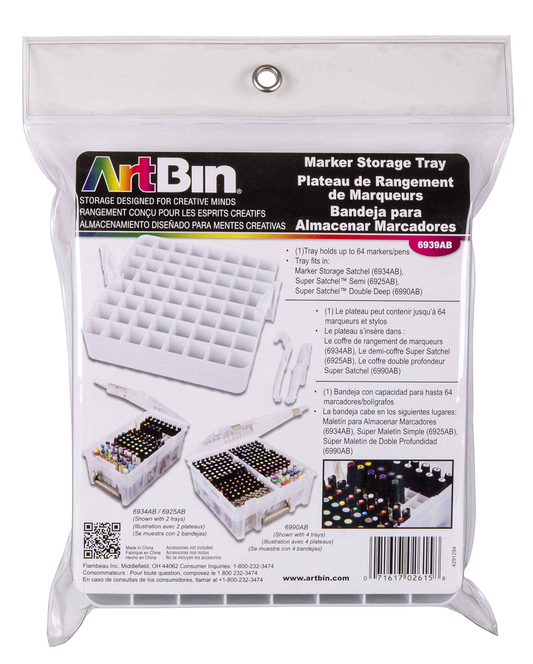 ArtBin 6939AB Marker Storage Tray - Holds up to 64 Pens, Pencils, Markers, Brushes, etc., [1] Plastic Storage Tray, White