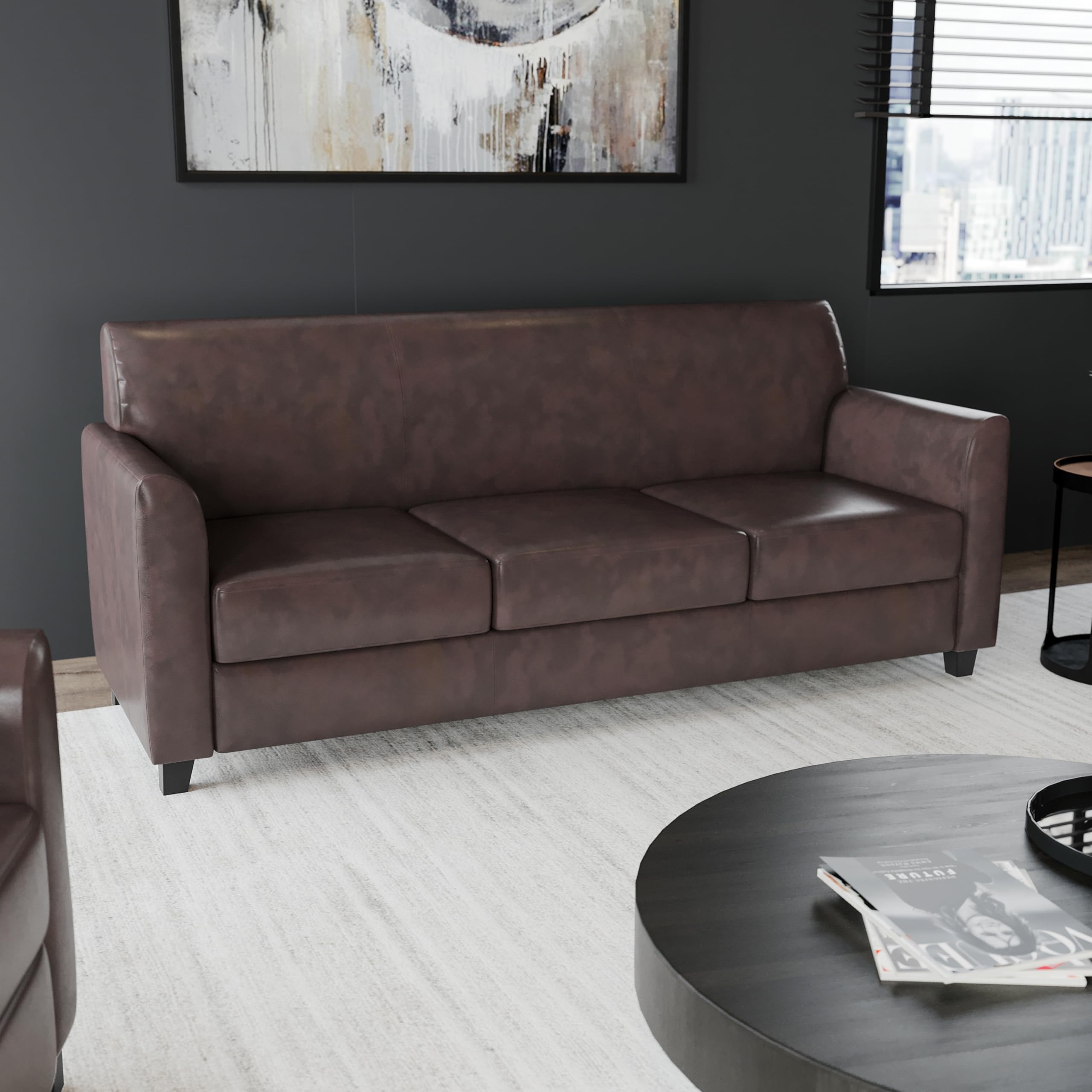 Flash Furniture HERCULES Diplomat Series Brown LeatherSoft Sofa