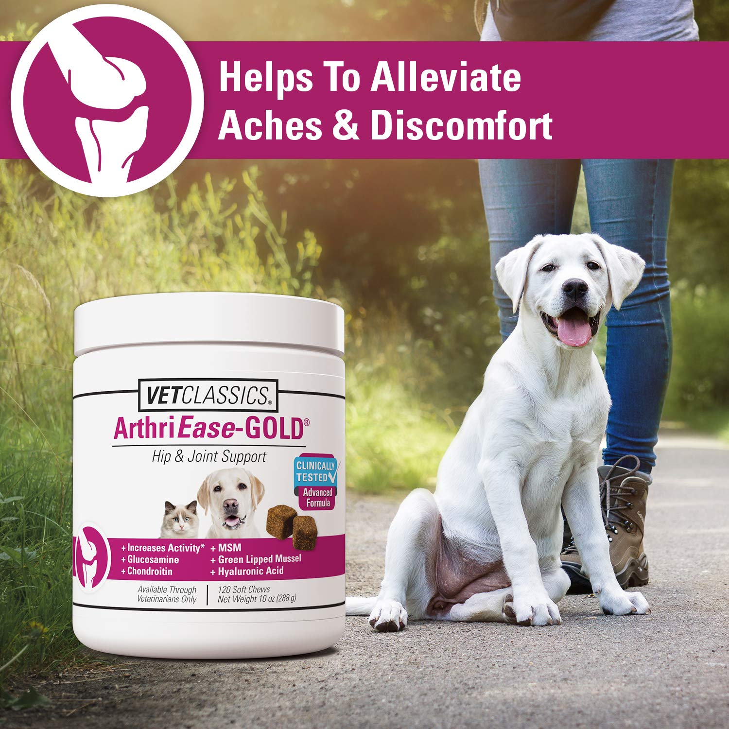 Vet Classics ArthriEASE-Gold Advanced Joint Support for Dogs, Cats, – Supports Pet Flexibility, Discomfort – Helps Improve Dog Joint Movement, Cat Cartilage Health - Includes Antioxidants – 120 Ct.