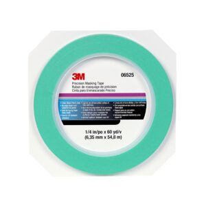 3M Precision Masking tape, 06525, 1/4" x 60 yds, Crisp, Sharp Lines for Automotive Paint Masking, 1 Roll