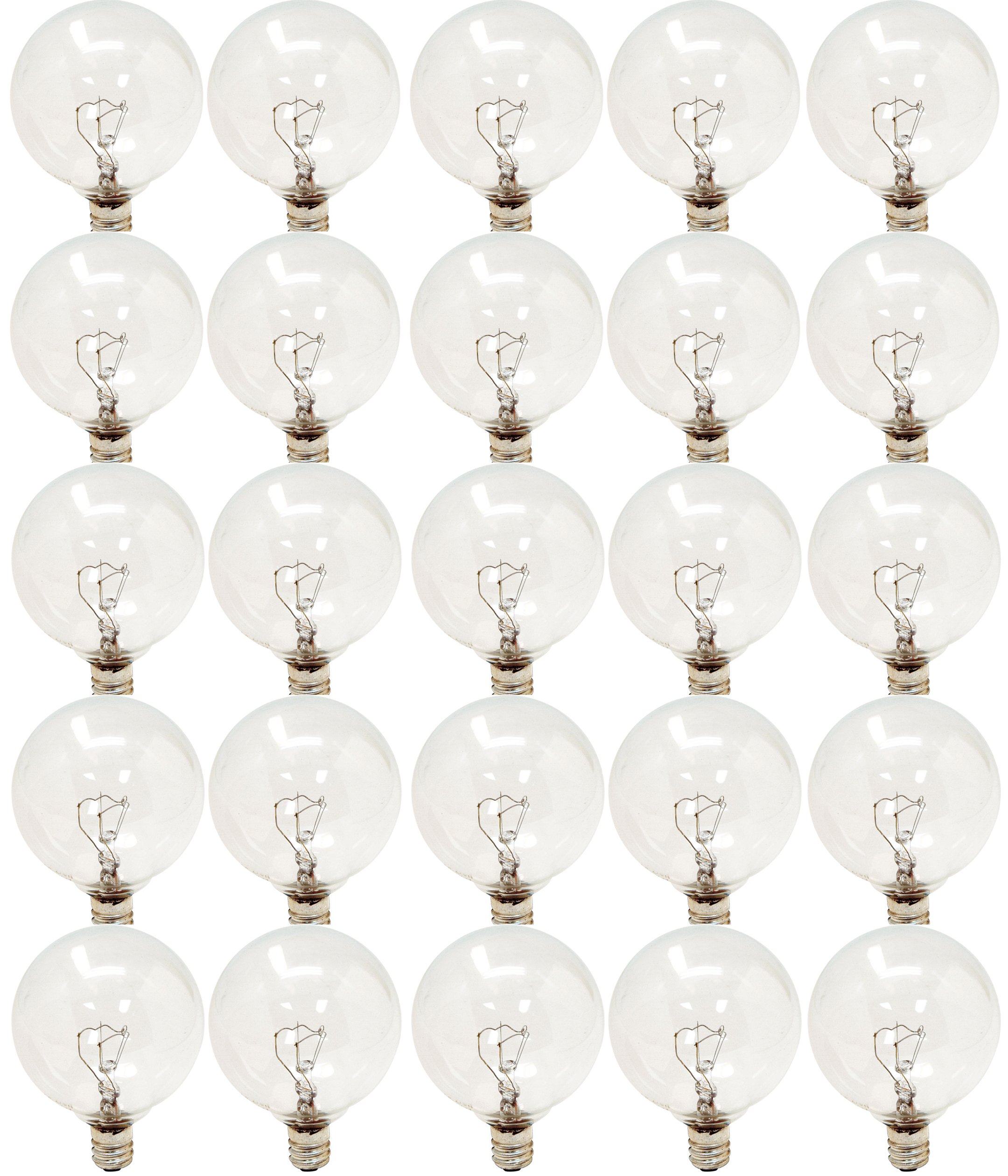 GE Incandescent Globe Light Bulbs, 25 Watt, G16.5, Vanity Lights (25 Pack)